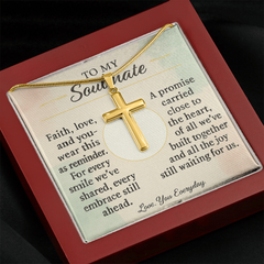 To My Soulmate Custom Cross Necklace – Romantic Valentine's Gift | Faith and Love Anniversary Jewelry