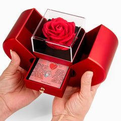 Valentine's Forever Love Necklace – Preserved Rose Heart Gift Box for Wife or Girlfriend | Eternal Romance Set
