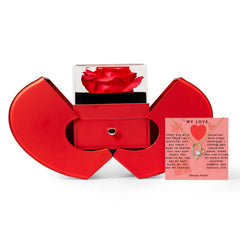 Valentine's Forever Love Necklace – Preserved Rose Heart Gift Box for Wife or Girlfriend | Eternal Romance Set