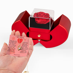 Valentine's Forever Love Necklace – Preserved Rose Heart Gift Box for Wife or Girlfriend | Eternal Romance Set