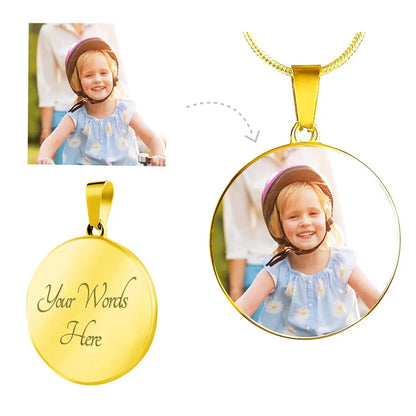 Custom Circle Necklace – Upload Your Image for Engraving - GLiMOT