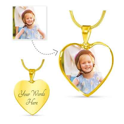 Custom Heart Necklace – Upload Your Image for Engraving - GLiMOT
