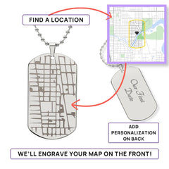 Customizable Engraved Human/Dog Tag Map Necklace | Gift