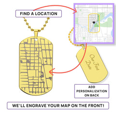 Customizable Engraved Human/Dog Tag Map Necklace | Gift