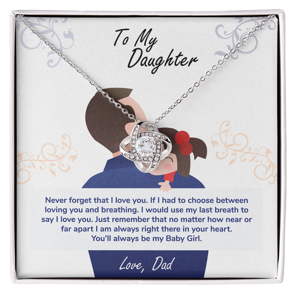 dad to daughter necklace gift (white gold) on the "To My Daughter, Love, Dad" message card. - GLIMOT.COM