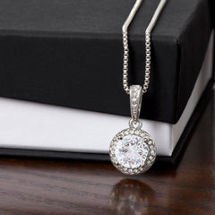 Eternal Hope Necklace with 8mm cushion-cut CZ on 14k white gold chain