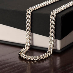 Durable stainless steel jewelry for men featuring an adjustable Cuban link chain, perfect as a graduation gift for a son or a thoughtful birthday gift for a boyfriend or an elegant Valentine's Day gift for a partner